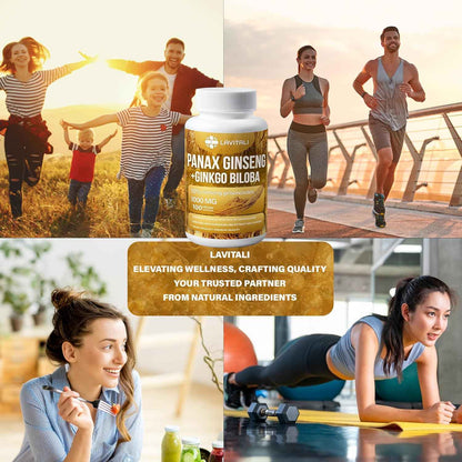 Ginseng &amp; Ginkgo Biloba Veggie Capsules, Non-GMO, Vegan, Gluten Free, Dairy Free