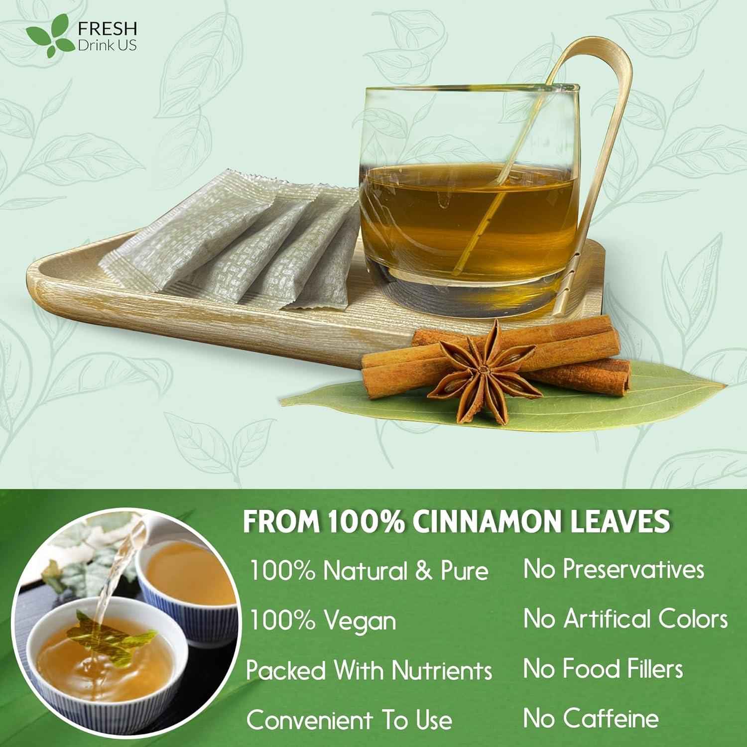 Natural Cinnamon Leaves, Whole Dried Cinnamon Leaves, Tea Bags, 100% Pure from Dried Cinnamon Leaves, Cinnamon Leaf Tea, No Additives, No Caffeine, Vegan