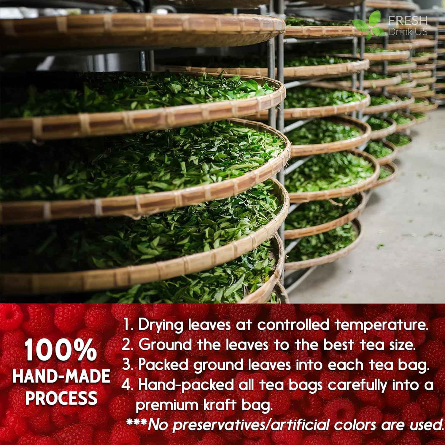 Raspberry Leaf Tea Bags, 100% Natural &amp; Pure from Raspberry Leaves. Loose Leaf Raspberry Herbal Tea, Made with Natural Material Tea Bags, Raspberry Leaf Tea. No Sugar, No Caffeine, No Gluten, Vegan.