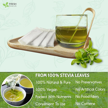 Stevia Leaf, Whole Dried Leaves, Tea Bags, Powder, 100% Natural and Pure from Stevia Leaves. Sugar Substitute for Tea, Coffee. Loose Leaf Stevia Herbal Tea. Zero Calorie Sweetener. No Sugar, No Caffeine, No Gluten, Vegan. by FreshDrinkUS - Natural and Premium Herbal Tea
