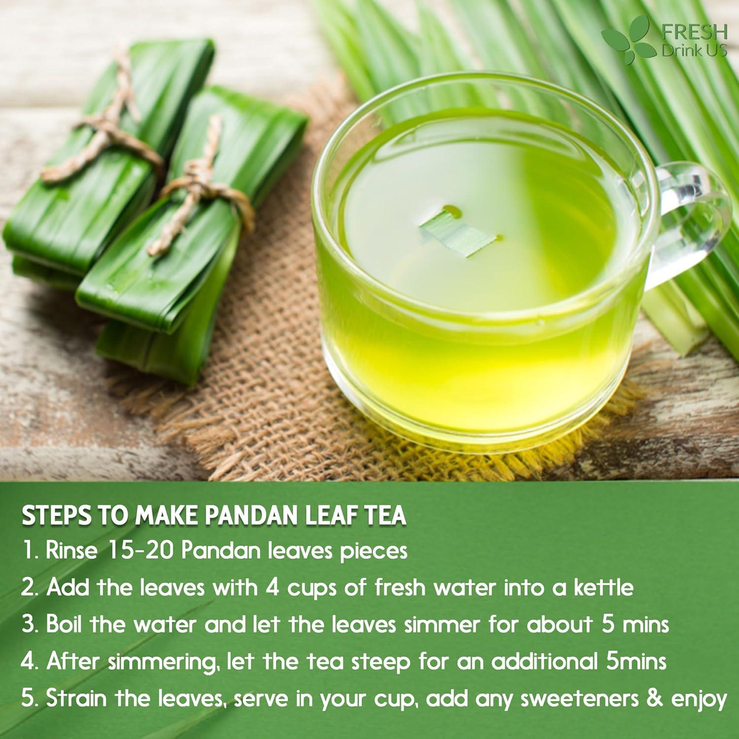 Natural Pandan Leaves Dried, Pandan Leaf Powder, 100% Pure Dried Pandan Leaves, Pandan Leaf Tea, No Additives, No Caffeine, Vegan by FreshDrinkUS - Natural and Premium Herbal Tea