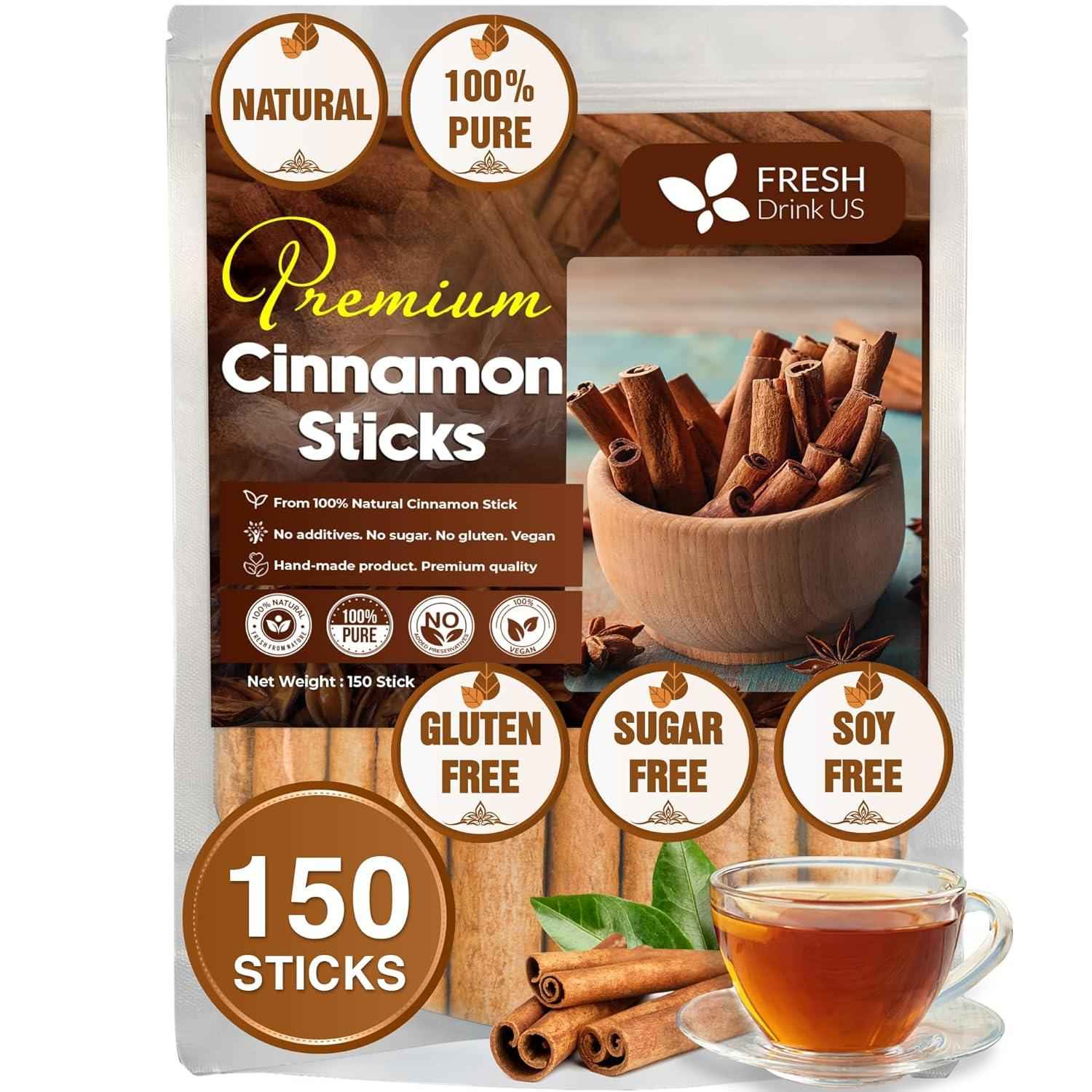 Cinnamon Sticks, Whole Sticks, 100% Natural &amp; Pure Cinnamon Inner Bark, Raw Cinnamon Spice Flavor &amp; Strong Aroma, Cinnamon Spice Herbal Tea, Perfect for Warm Beverages, No Additives, Vegan