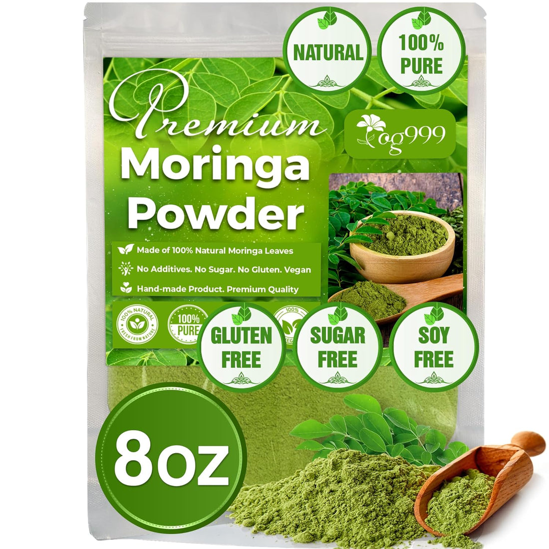 Premium Moringa Leaf Powder, 100% Natural and Pure from Moringa Leaves, No Additives, No Gluten, No Sugar, Vegan by FreshDrinkUS - Natural and Premium Herbal Tea