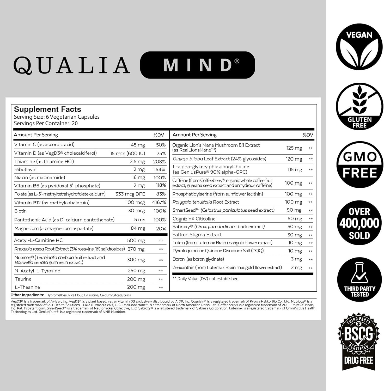 NEUROHACKER COLLECTIVE Qualia Mind | The Ultimate Blend for Brain Health* | Doctor-Formulated Nootropic to Fuel Focus &amp; Concentration* | Supports Long Term Brain Health| Maintain Drive &amp; Productivity