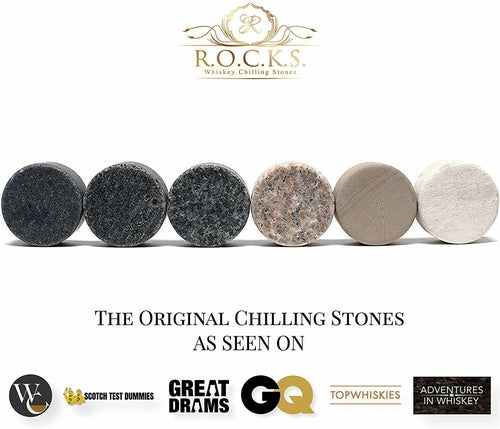 Whiskey Stones Gift Set - Signature Crystal Glasses & Granite Cooling Stones