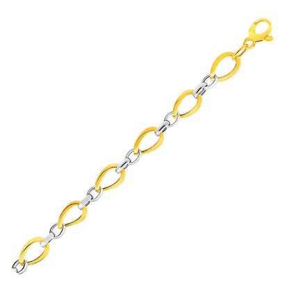 Twisted Oval Chain Bracelet in 14k Two Tone Gold  DestGlow