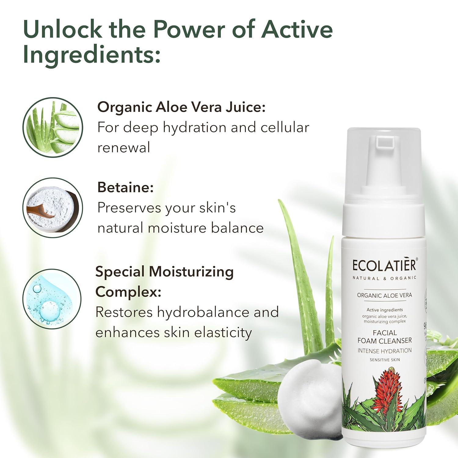 x-Facial Foam Cleanser Intense Hydration Organic Aloe Vera by Damask Rose