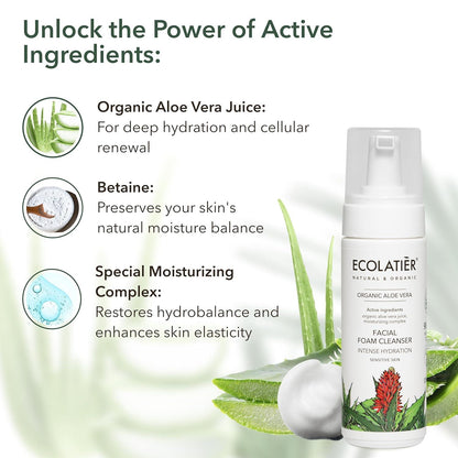 x-Facial Foam Cleanser Intense Hydration Organic Aloe Vera by Damask Rose