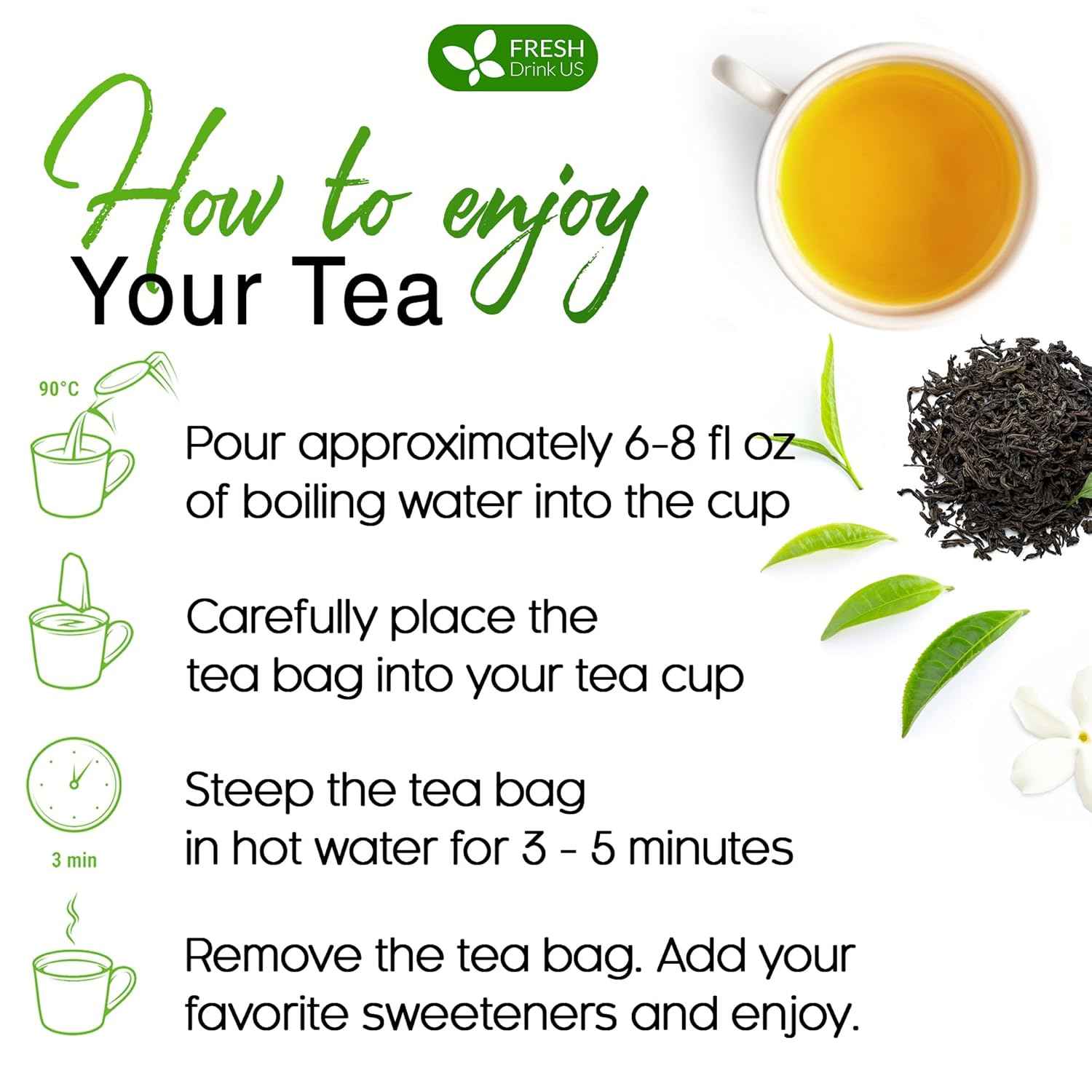 Premium Green Tea Bags, 100% Natural &amp; Pure from Green Tea. Green Herbal Tea. No Sugar, No Gluten, Vegan