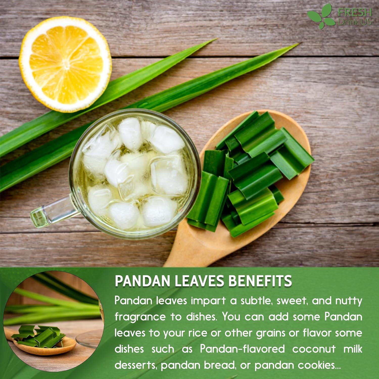 Natural Pandan Leaves Dried, Pandan Leaf Powder, 100% Pure Dried Pandan Leaves, Pandan Leaf Tea, No Additives, No Caffeine, Vegan by FreshDrinkUS - Natural and Premium Herbal Tea