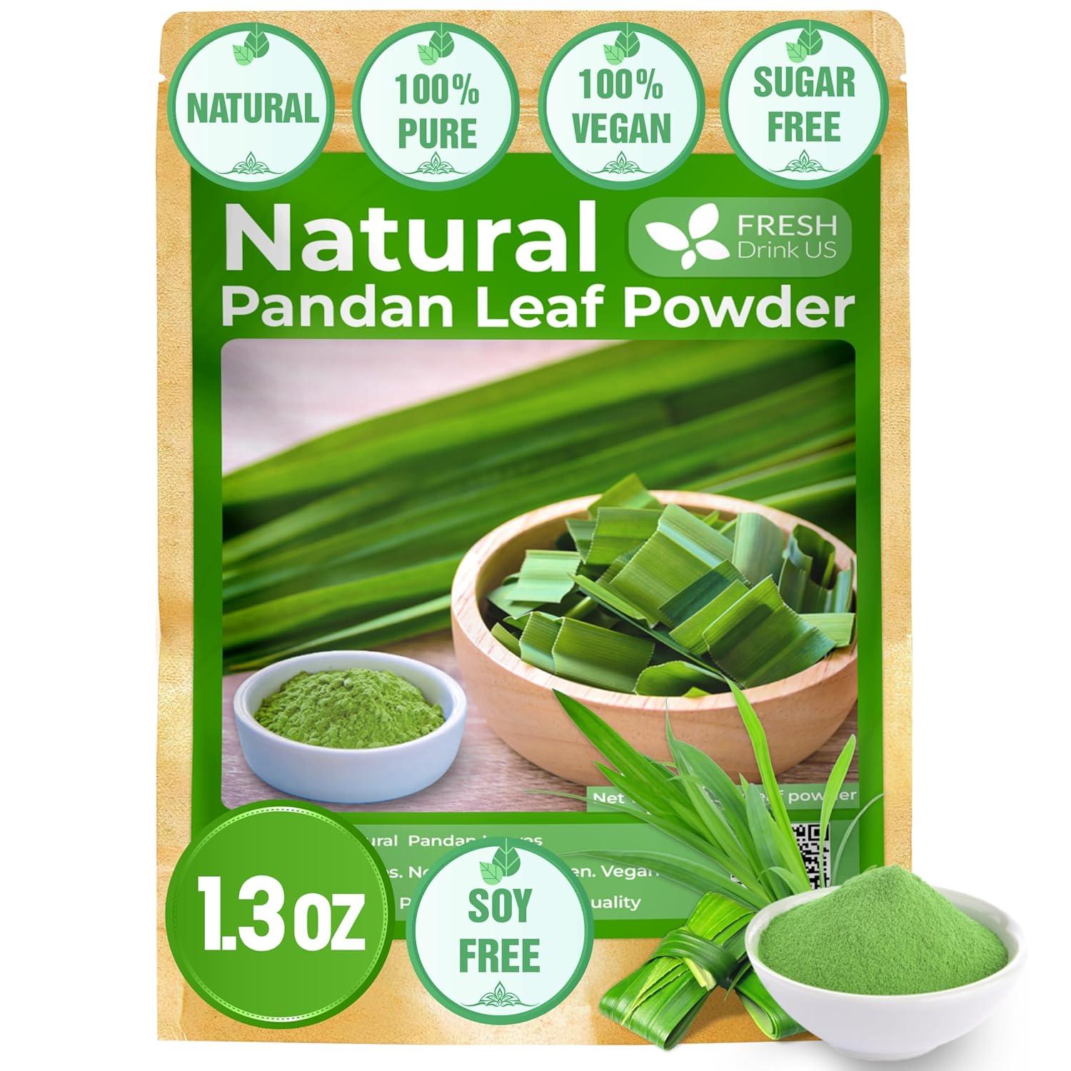 Natural Pandan Leaves Dried, Pandan Leaf Powder, 100% Pure Dried Pandan Leaves, Pandan Leaf Tea, No Additives, No Caffeine, Vegan by FreshDrinkUS - Natural and Premium Herbal Tea