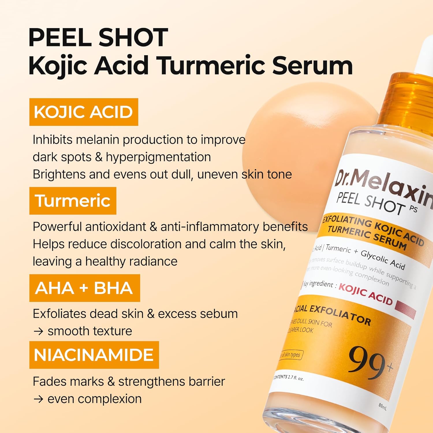 Dr. Melaxin Peel Shot Exfoliating Kojic Acid Turmeric Serum by AsiaBeautyMall
