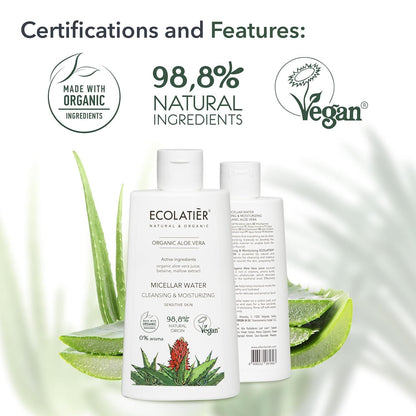 x-Micellar Water Cleansing &amp; Mouisturizing Organic Aloe Vera by Damask Rose