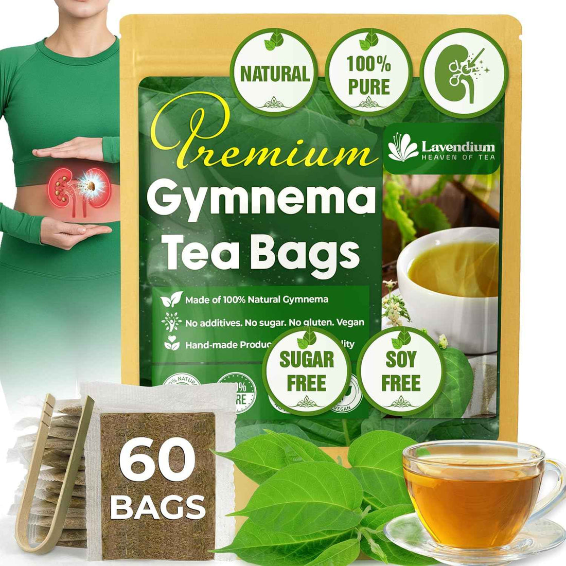 Premium Gymnema Leaf Tea Bags for Diabetics, 100% Natural &amp; Pure from Gymnema Leaves.