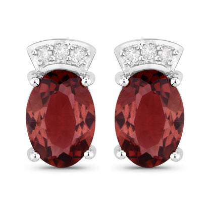 1.35 Carat Genuine Pink Tourmaline and White Diamond 14K White Gold Earrings by Bids.com