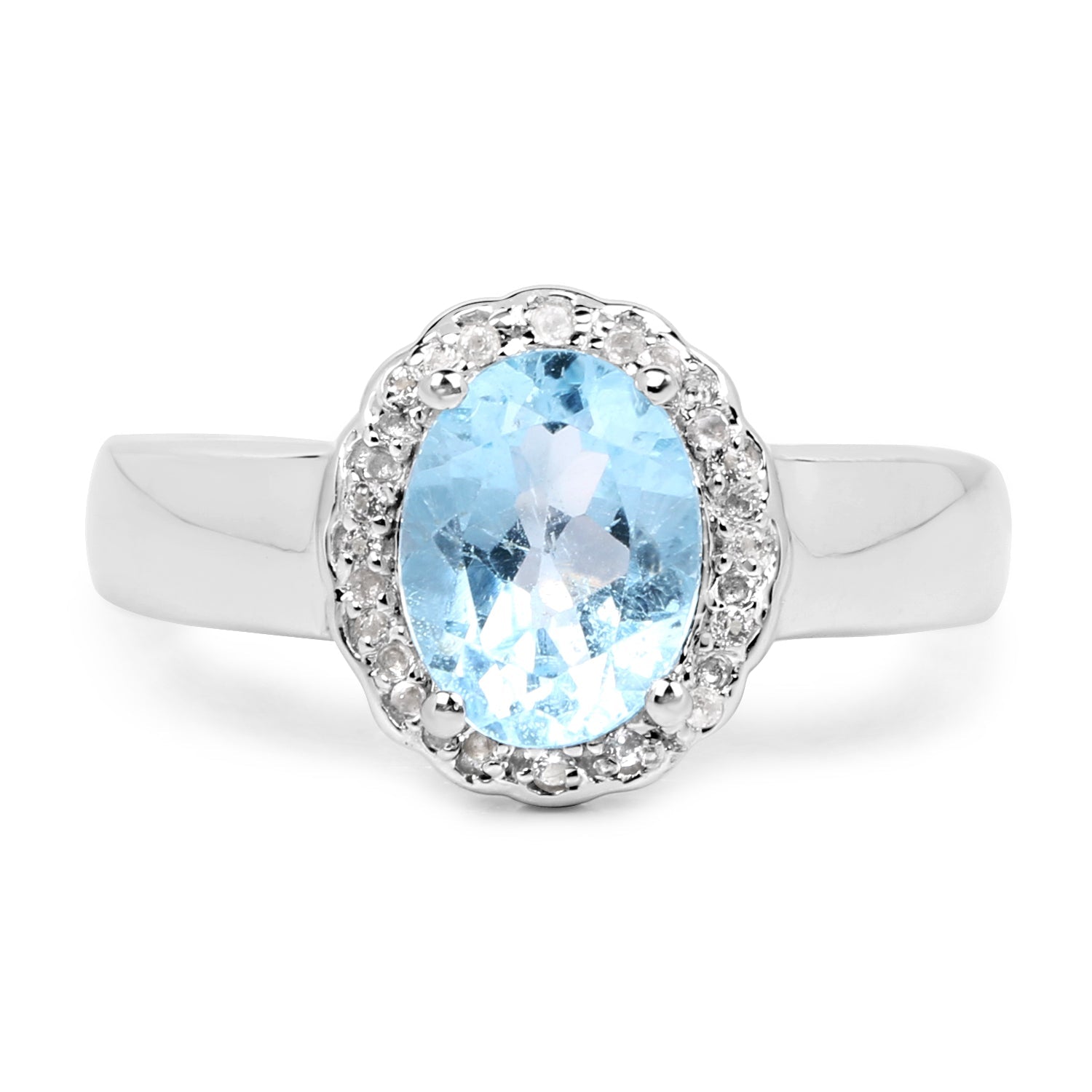 2.58 Carat Genuine Blue Topaz and White Topaz .925 Sterling Silver Ring by Bids.com