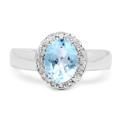 2.58 Carat Genuine Blue Topaz and White Topaz .925 Sterling Silver Ring by Bids.com