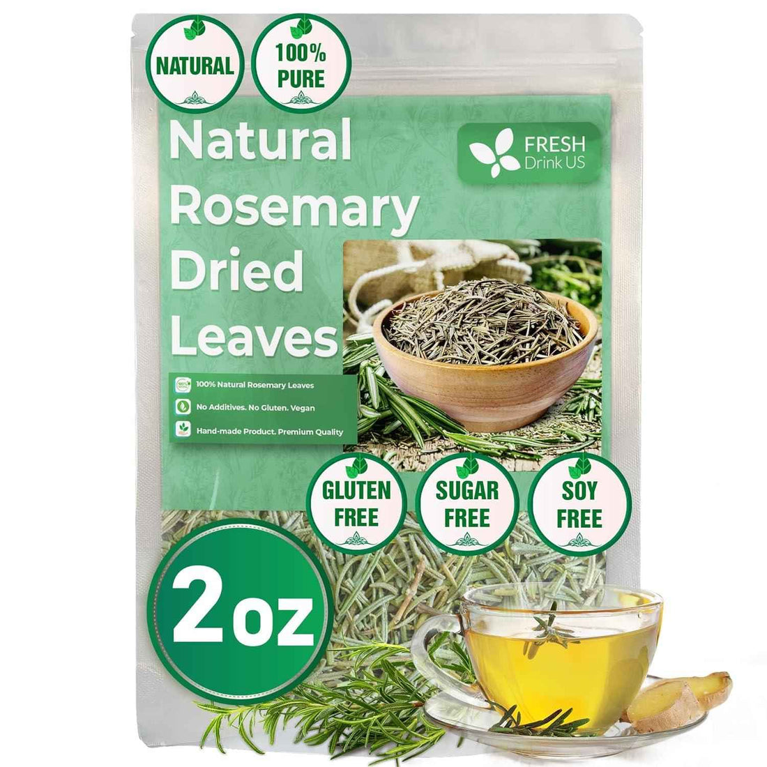 Premium Rosemary Leaves, Tea Bags, Powder, 100% Natural &amp; Pure from Dried Rosemary Leaves, No Additives, No Caffeine, Vegan. Dried Rosemary Herb, Perfect for Seasoning, Spice Blends for Grilling &amp; Cooking