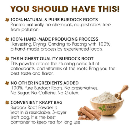 Burdock Root Powder,  Burdock Root Extract, 100% Natural &amp; Pure from Burdock Root, Burdock Root Herbal Tea, No Additives, No Caffeine, Vegan