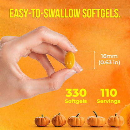 Premium Pumpkin Seed Oil Softgels with Saw Palmetto, 3000mg Per Serving, Cold Pressed, Pure Virgin Oil, Great Hair Support, Non-GMO, Gluten-Free, Vegan by FreshDrinkUS - Natural and Premium Herbal Tea