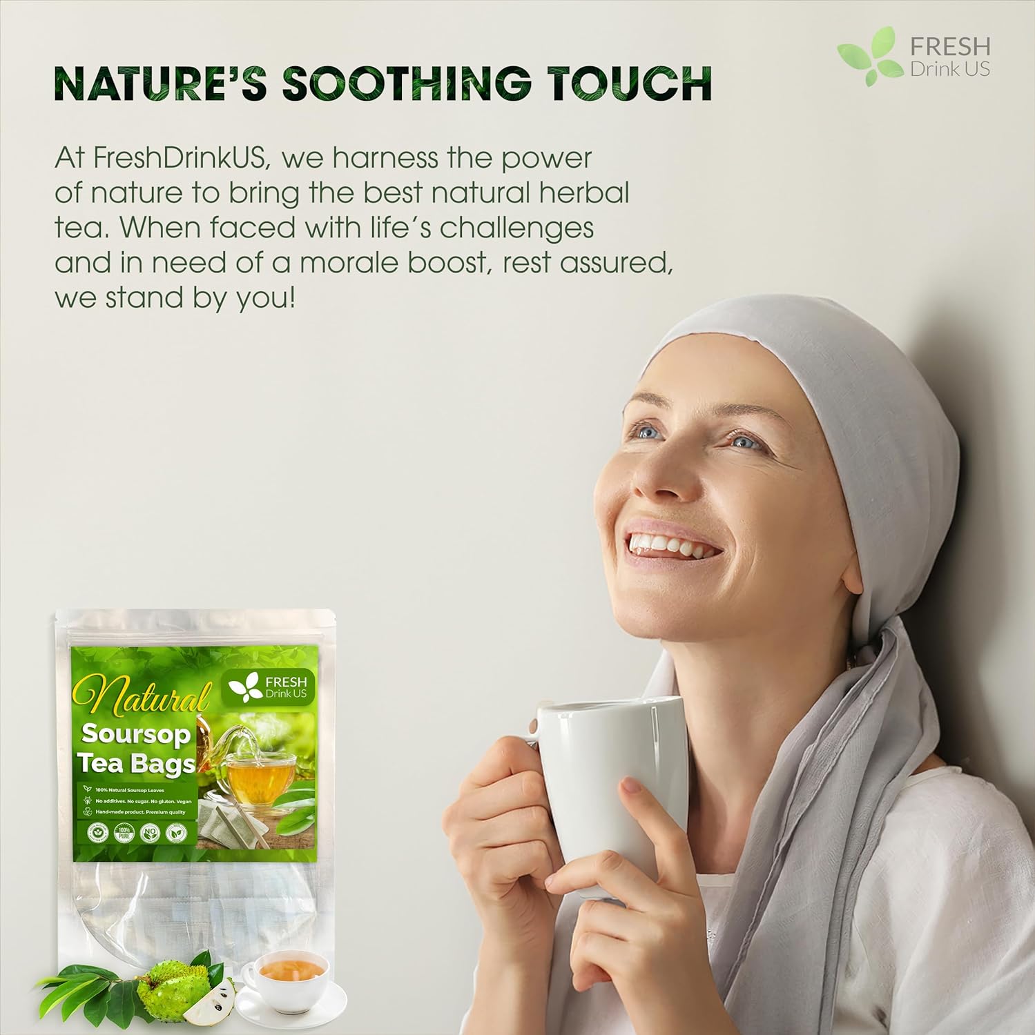 40 Premium Soursop Graviola Leaf Tea Bags, 100% Natural and Pure from Soursop Leaves, Handmade, Made With Natural Materials-Corn Fiber Tea Bag, Sugar/Caffeine/Gluten Free, Hoja Guanabana Tea by FreshDrinkUS - Natural and Premium Herbal Tea