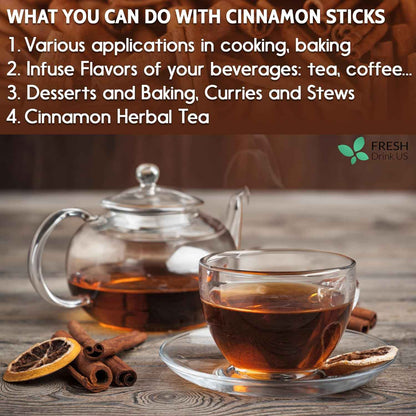 Cinnamon Sticks, Whole Sticks, 100% Natural &amp; Pure Cinnamon Inner Bark, Raw Cinnamon Spice Flavor &amp; Strong Aroma, Cinnamon Spice Herbal Tea, Perfect for Warm Beverages, No Additives, Vegan
