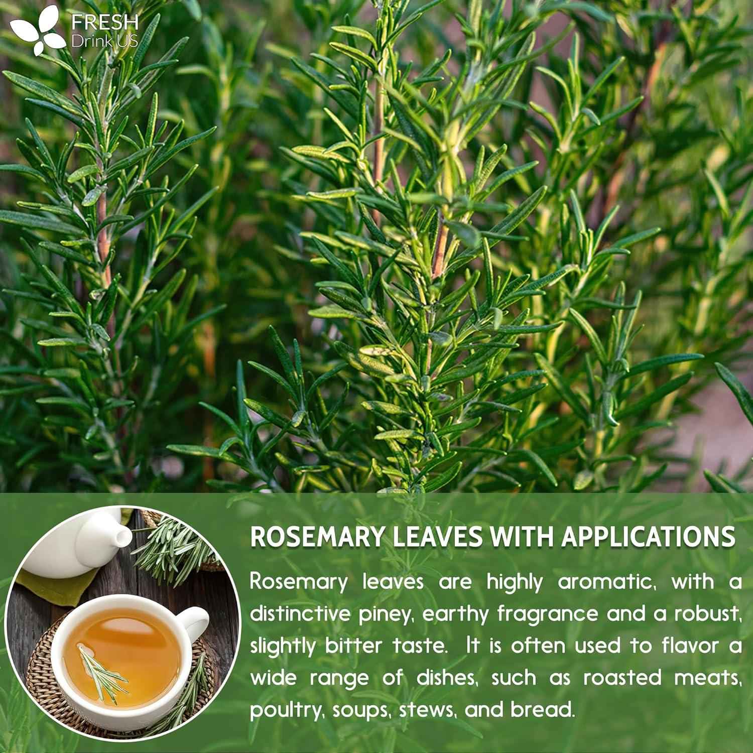 Premium Rosemary Leaves, Tea Bags, Powder, 100% Natural &amp; Pure from Dried Rosemary Leaves, No Additives, No Caffeine, Vegan. Dried Rosemary Herb, Perfect for Seasoning, Spice Blends for Grilling &amp; Cooking