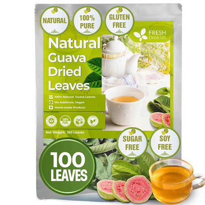 Natural Guava Leaves, Whole Dried Leaves, Cut-and-Sifted Guava leaves, 100% Pure from Guava Leaves, Natural Guava Loose Leaf Herbal Tea, No Additives, No Caffeine, Vegan