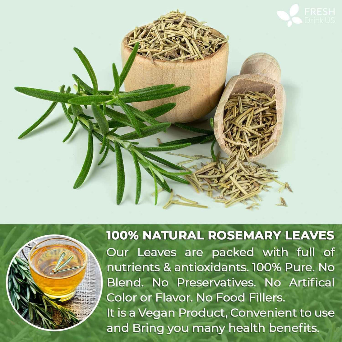 Premium Rosemary Leaves, Tea Bags, Powder, 100% Natural &amp; Pure from Dried Rosemary Leaves, No Additives, No Caffeine, Vegan. Dried Rosemary Herb, Perfect for Seasoning, Spice Blends for Grilling &amp; Cooking