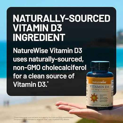 NatureWise Vitamin D3 5000iu (125 mcg) 1 Year Supply for Immune Support, Healthy Muscle Function, and Bone Health - Non-GMO, Gluten Free in Organic Extra Virgin Olive Oil, (Mini Softgel), 360 Count