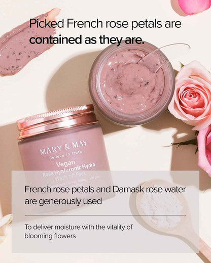 Mary &amp; May Vegan Rose Hyaluronic Hydra Wash Off Pack