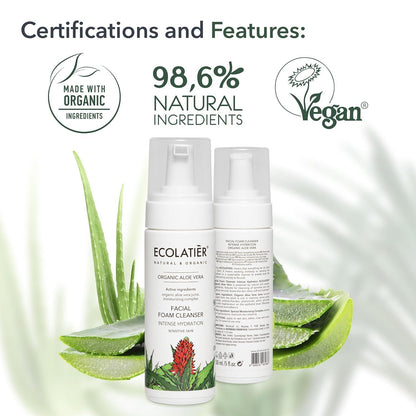 x-Facial Foam Cleanser Intense Hydration Organic Aloe Vera by Damask Rose