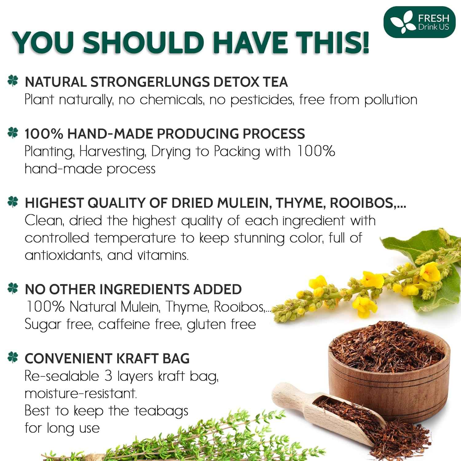 StrongerLungs Tea Bags - Supports Lung Cleanse, Congestion Relief &amp; Mucus Detox