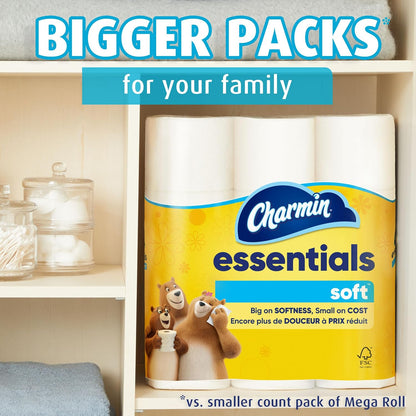 Charmin Essentials Soft Toilet Paper, 6 Mega Rolls (330 Sheets/Roll)  DestGlow