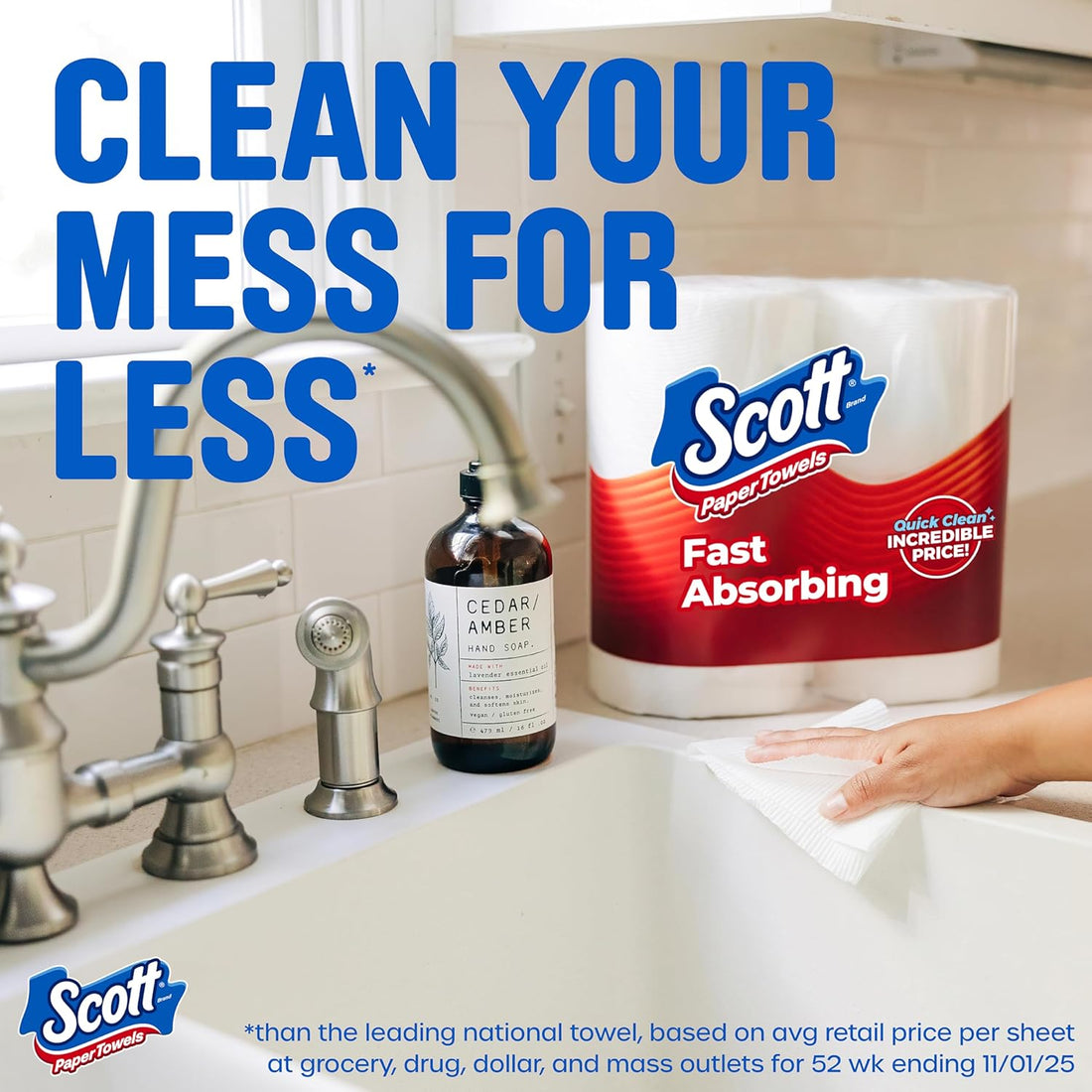 Scott Choose-A-Sheet 1-Ply Paper Towels, 2 Double Rolls/108 Sheets Per Roll, White  DestGlow
