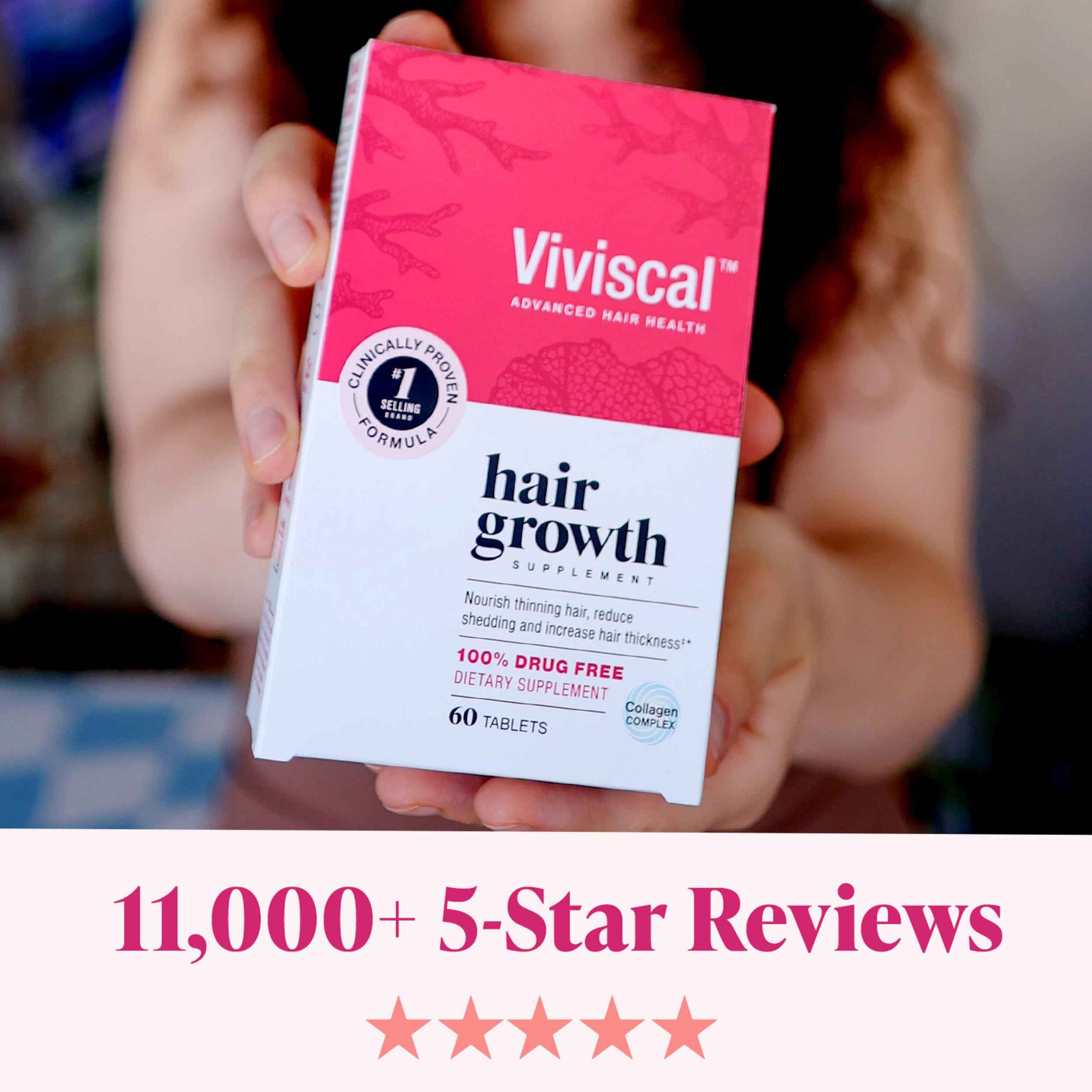 Viviscal Hair Growth Supplements For Women For Thicker, Fuller Hair, Nourishes Thinning &amp; Loss, With Proprietary Collagen Complex, 180 Tablets, 3 Month Supply