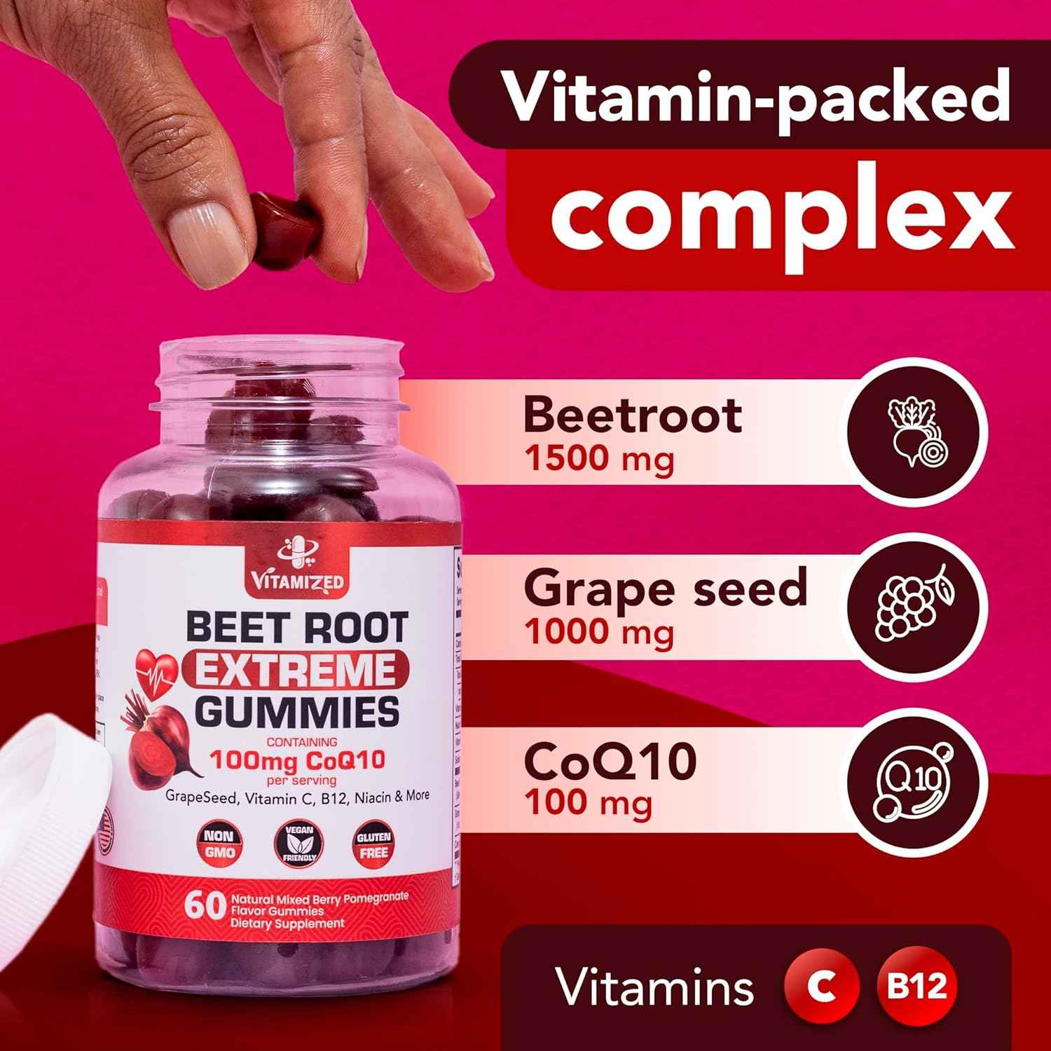 Beet Root Extreme Gummies with CoQ10, 60 Count