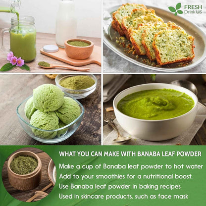 Natural Banaba Dried Leaves, Tea Bags, Powder, Whole Banaba Leaves, 100% Pure Dried Banaba Leaves, Banaba Leaf Tea, No Additives, No Caffeine, Vegan