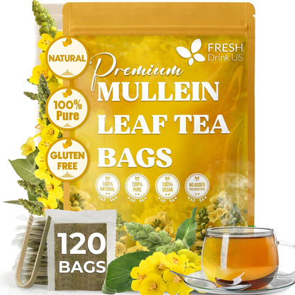 Mullein Leaf Tea Bags, 100% Natural &amp; Pure from Mullein Leaves. Loose Leaf Mullein Herbal Tea. Made with Natural Material Tea Bags. No Sugar, No Caffeine, No Gluten, Vegan. by FreshDrinkUS - Natural and Premium Herbal Tea