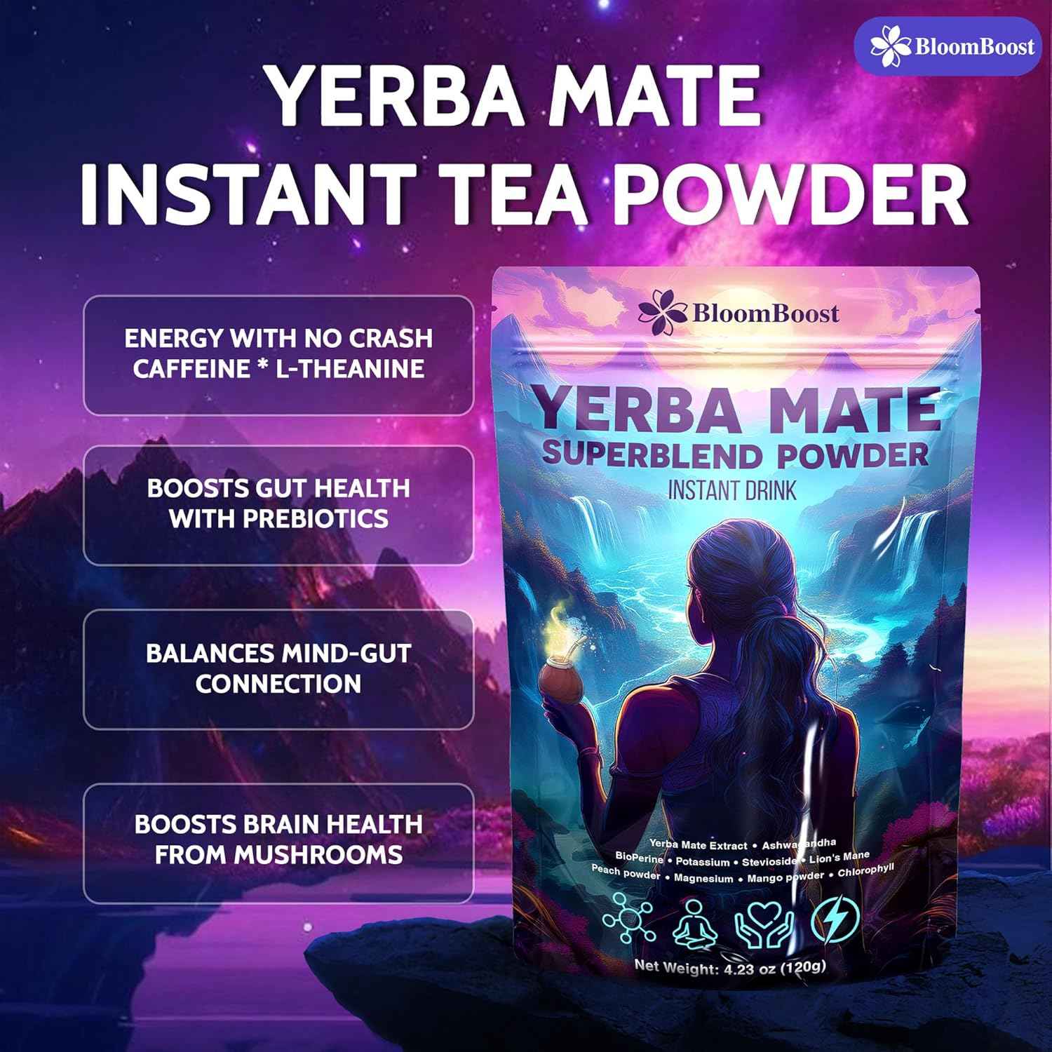 Yerba Mate Instant Tea Powder | Superfood Energy &amp; Focus Blend