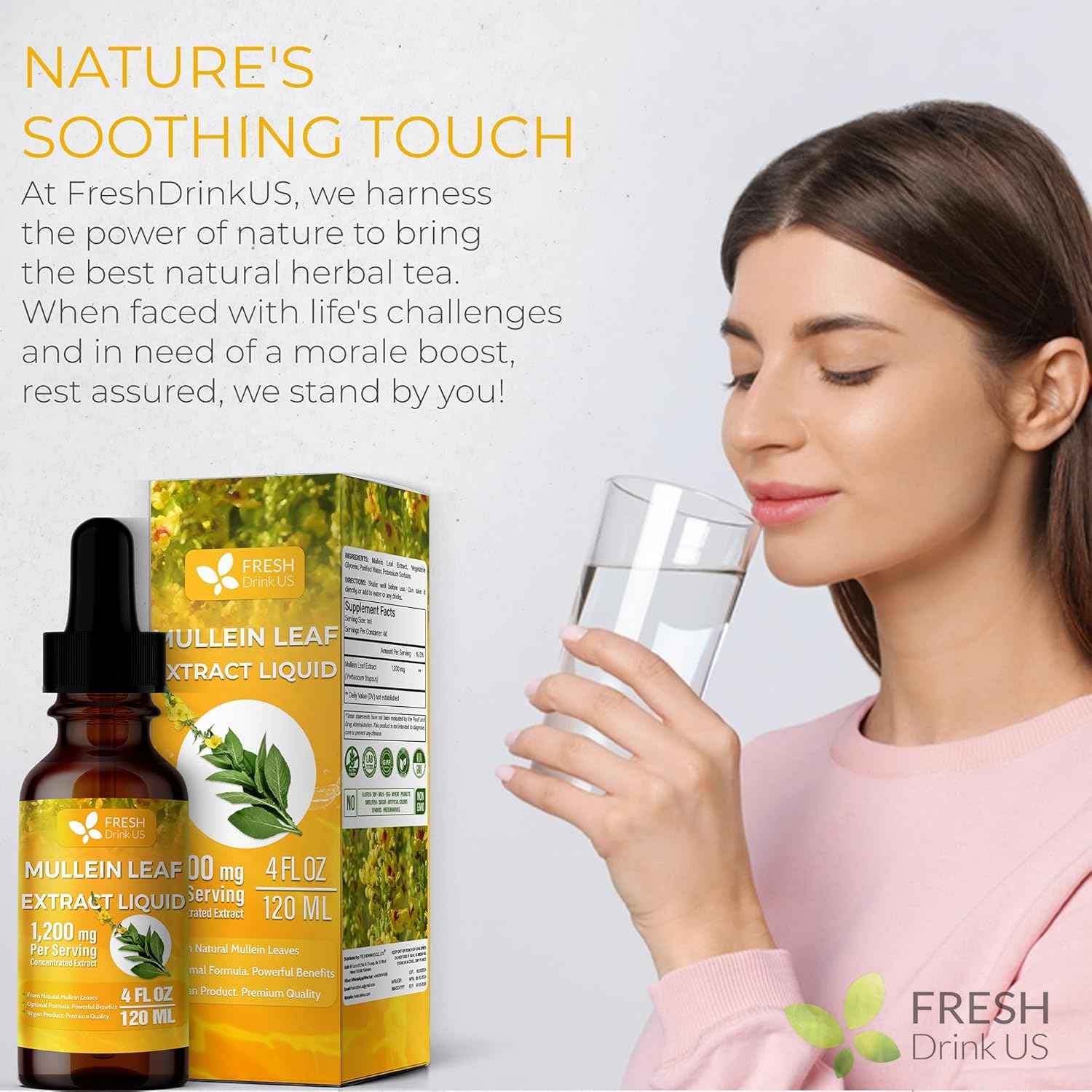 Mullein Drops for Lungs Cleanse Support, Mullein Extract Liquid – 100% from Natural Mullein Leaves, Non-GMO, Gluten-Free