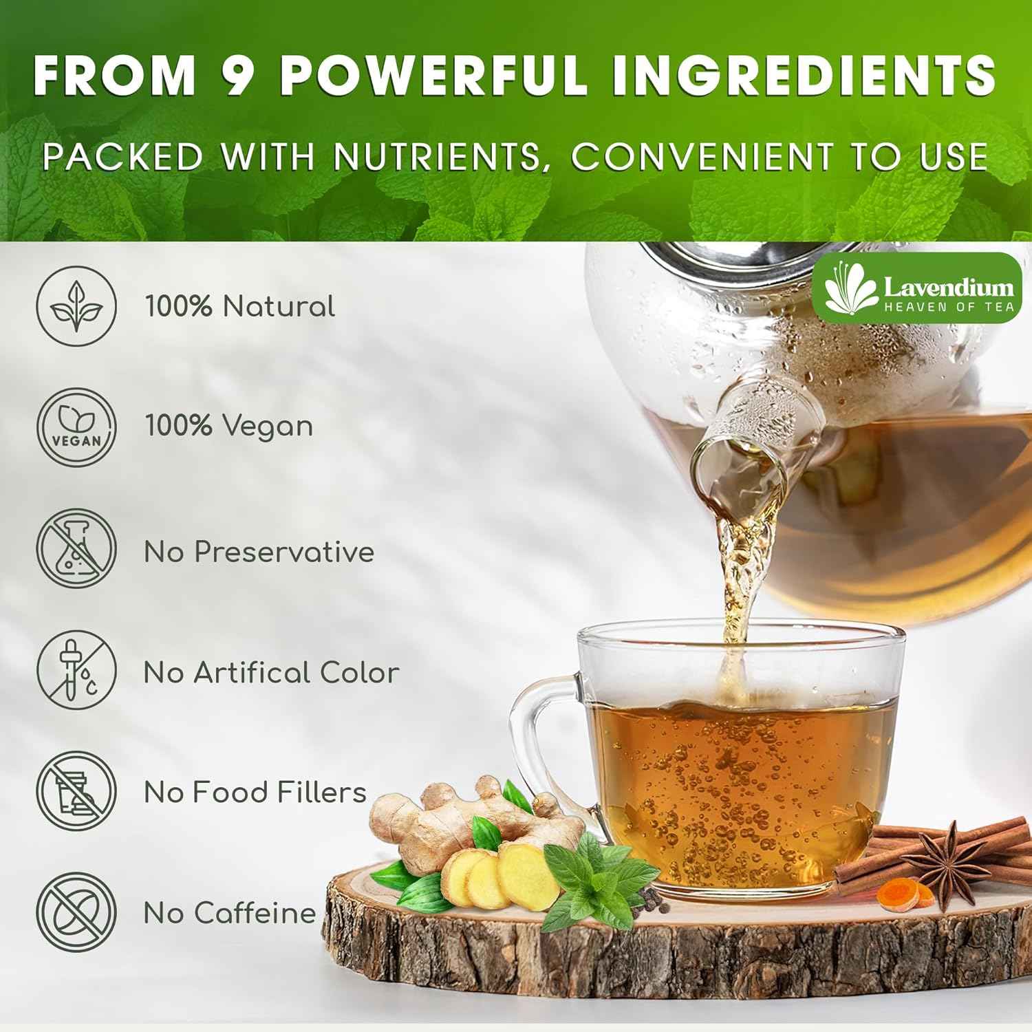 SIimming Detox Tea Caffeine Free - Herbal Tea with Chamomile, Hibiscus Tea &amp; Ginger Root