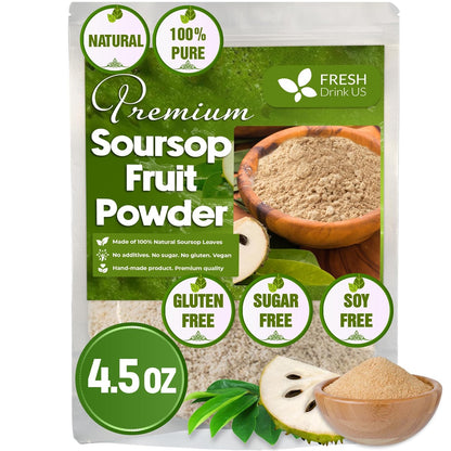 Premium Soursop Graviola Fruit Tea Bags, Tea Powder, 100% Natural and Pure from Soursop Fruits, Handmade, Made With Natural Materials-Corn Fiber Tea Bag, Sugar/Caffeine/Gluten Free, Hoja Guanabana Tea by FreshDrinkUS - Natural and Premium Herbal Tea
