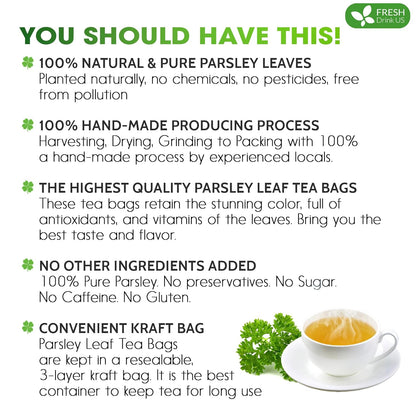 Premium Parsley Leaf Tea Bags, 100% Natural &amp; Pure from Parsley Leaves. by FreshDrinkUS - Natural and Premium Herbal Tea
