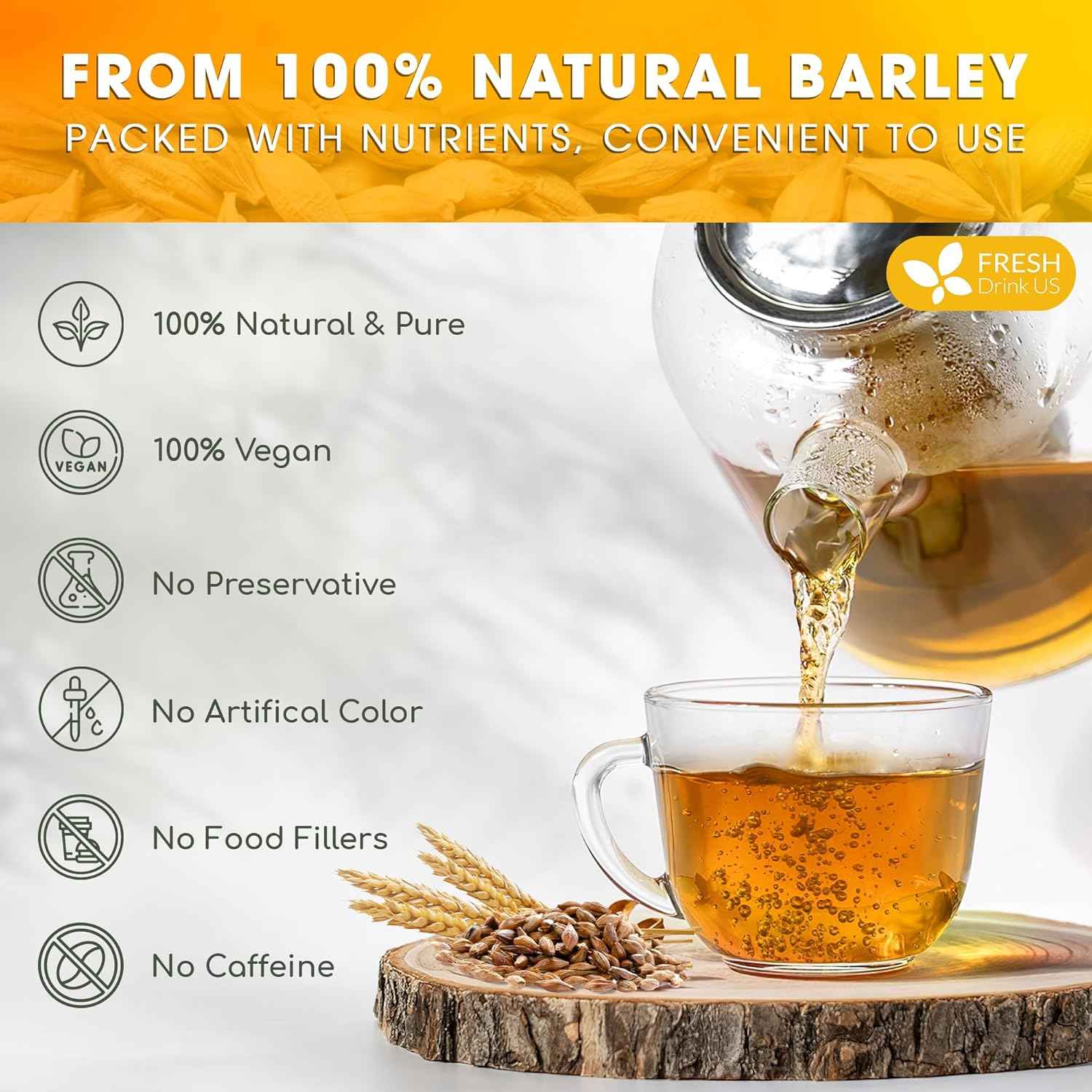 Premium Barley Tea Bags, 100% Natural &amp; Pure from Barley. Loose Barey Herbal Tea. No Sugar, No Caffeine, No Gluten, Vegan.