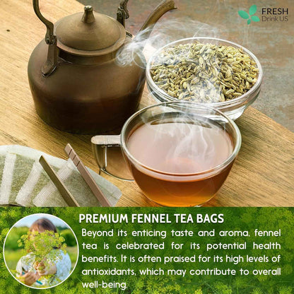Premium Fennel Tea Bags, 100% Natural &amp; Pure from Fennel Seeds. Fennel Seed Herbal Tea. Fennel Seed Tea. Made with Natural Material Tea Bags. No Sugar, No Caffeine, No Gluten, Vegan.