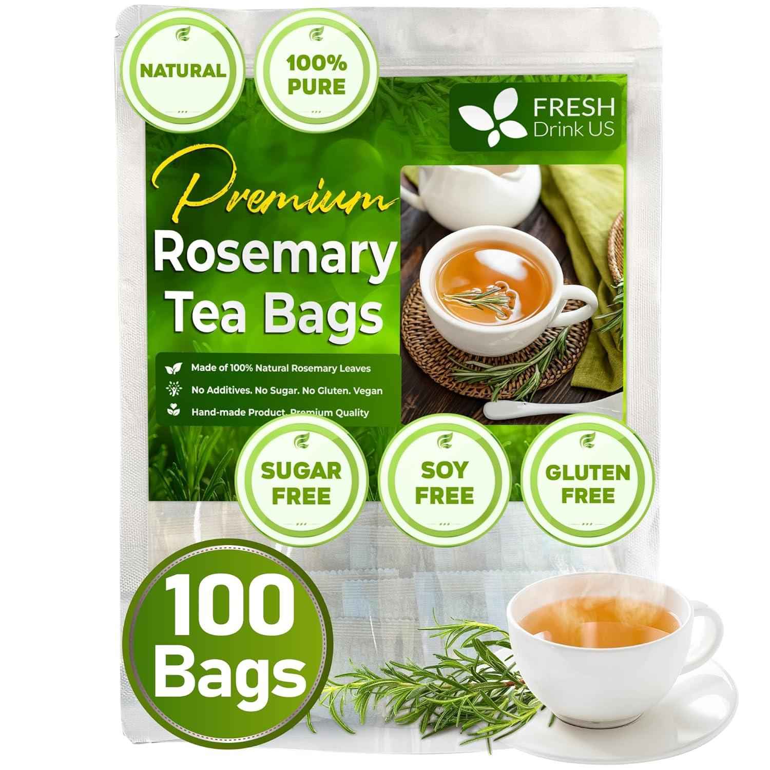 Premium Rosemary Leaves, Tea Bags, Powder, 100% Natural &amp; Pure from Dried Rosemary Leaves, No Additives, No Caffeine, Vegan. Dried Rosemary Herb, Perfect for Seasoning, Spice Blends for Grilling &amp; Cooking
