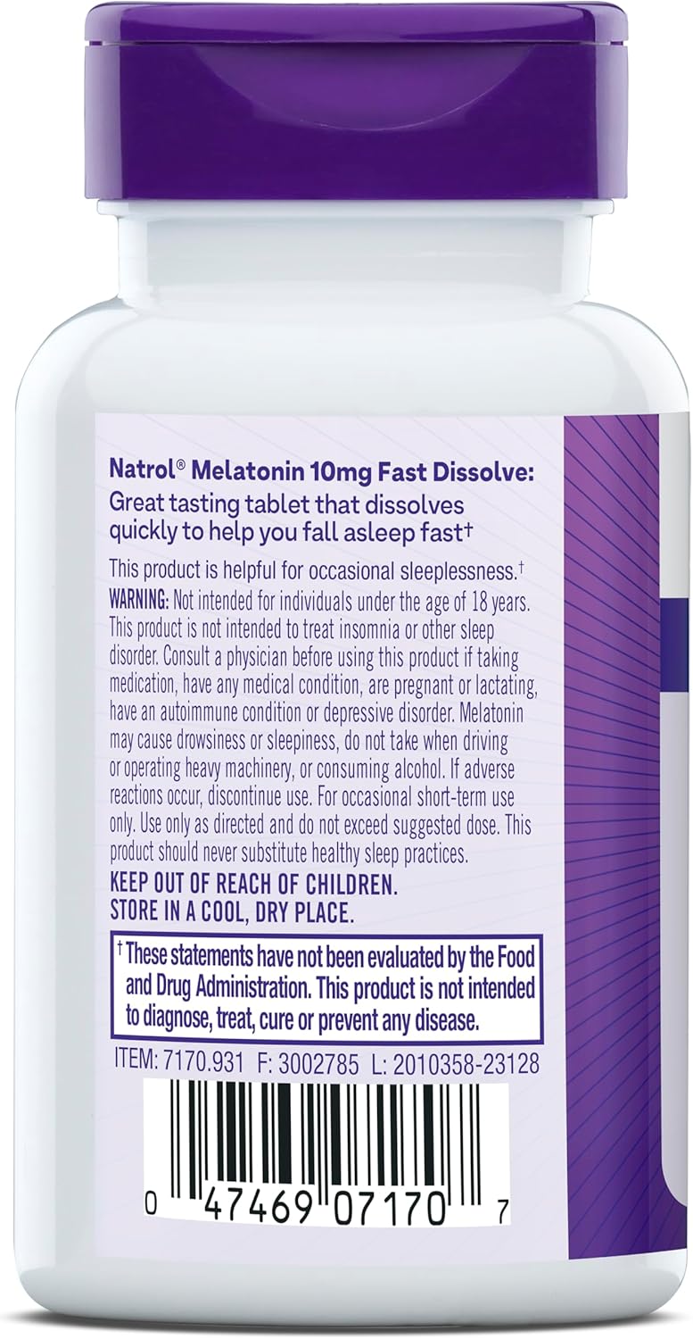 Natrol Fast Dissolve Melatonin 10mg – Maximum Strength – Strawberry Flavor – 30 Tablets by Top Vita Shop