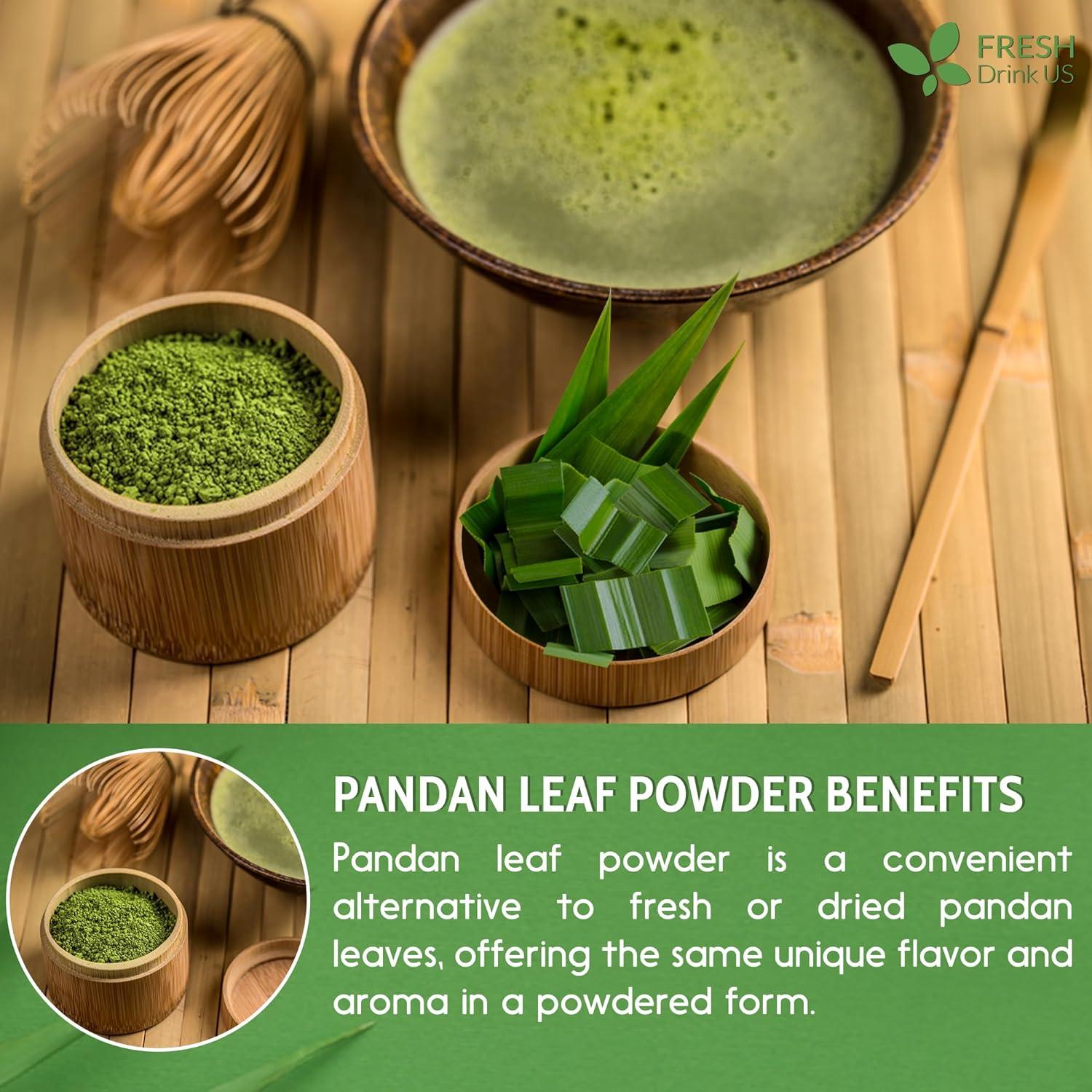 Natural Pandan Leaves Dried, Pandan Leaf Powder, 100% Pure Dried Pandan Leaves, Pandan Leaf Tea, No Additives, No Caffeine, Vegan by FreshDrinkUS - Natural and Premium Herbal Tea