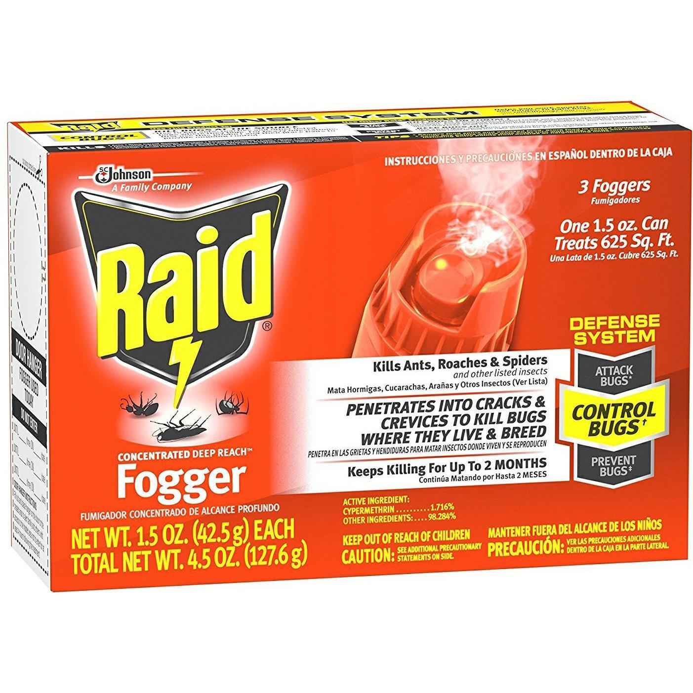 Raid Concentrated Deep Reach Fogger, 3-Pack (6 oz Cans)